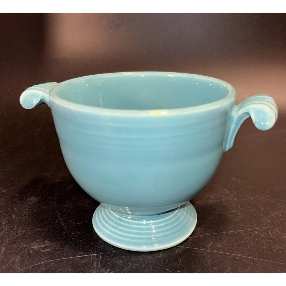 Vintage Fiesta Turquoise (Older) Sugar Bowl No Lid older color Homer Laughlin